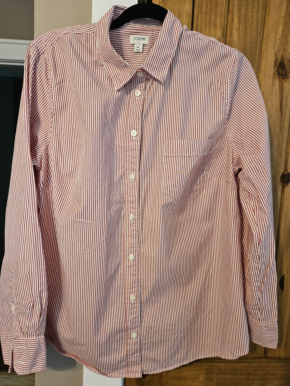 J. Crew Women’s Red‑Striped Button‑Down Shirt
